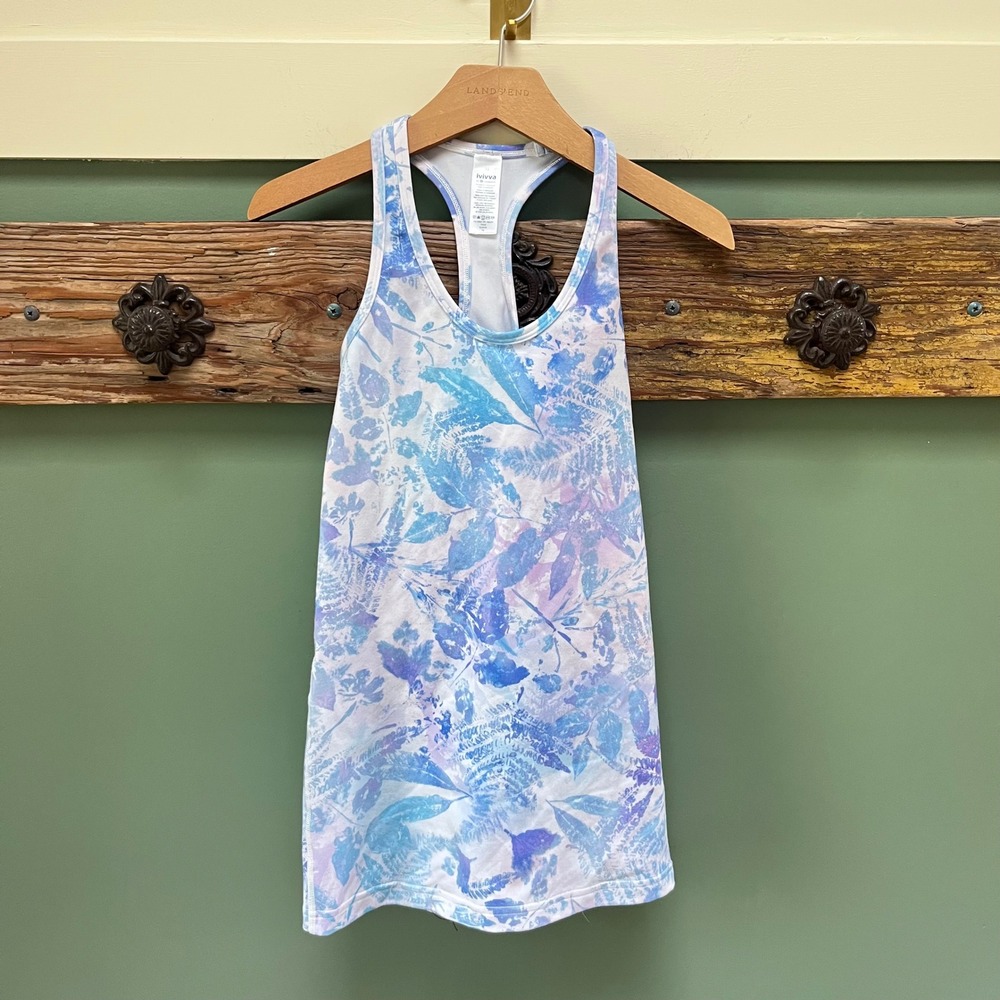 Ivivva by Lululemon Girls Size 12 Racerback Tank Top Blue Purple Leaf Print‎ P6